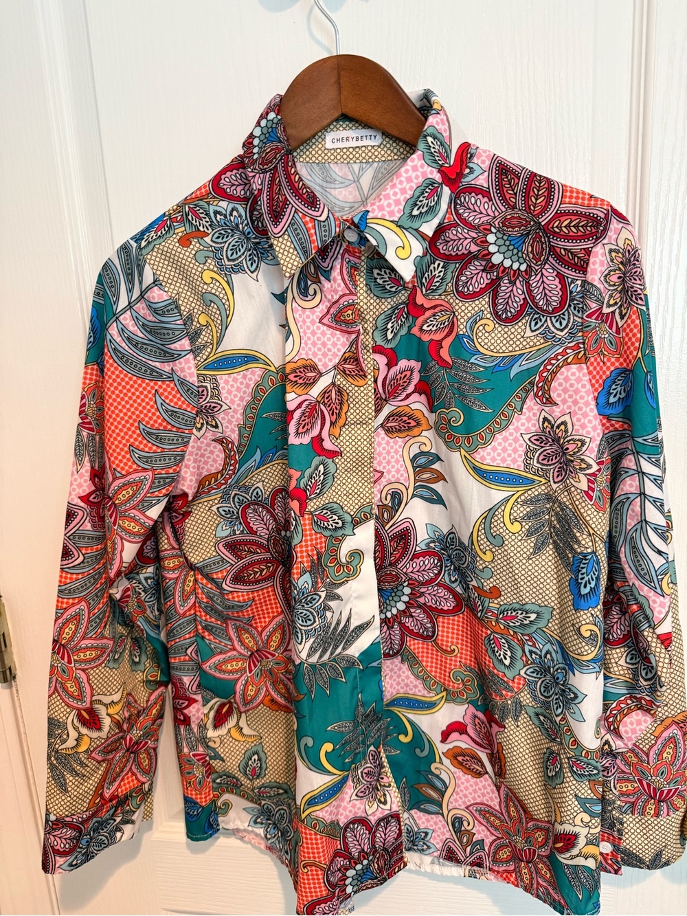 Cherrybetty Floral Paisley Button Down Blouse Multicolor Boho Women’s Size S
